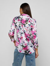 Dani Silk Blouse - Pink Multi Water Rose