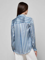 Tyler Silk Blouse - Blue Multi Herringbone Stripe