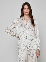 Tyler Silk Blouse - Ivory/Grey Small Faded Chain