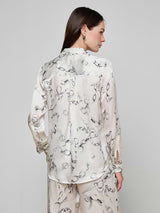 Tyler Silk Blouse - Ivory/Grey Small Faded Chain