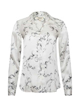 Tyler Silk Blouse - Ivory/Grey Small Faded Chain