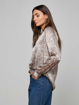 Tyler Silk Blouse - Grey Multi Patch Leopard