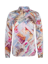 Tyler Silk Blouse -Light Pink Multi Large Postcard Print