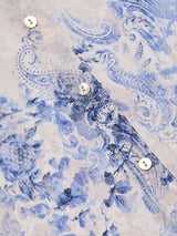 Camille Blouse - Ivory/Blue Watercolor Lace Paisley
