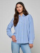 Ellery Poplin Shirt - Allure Blue/White Stripe