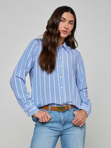 Ellery Poplin Shirt - Allure Blue/White Stripe