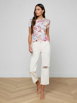 Ressi Fitted Tee - Light Pink Multi Postcard Print