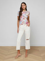 Ressi Fitted Tee - Light Pink Multi Postcard Print