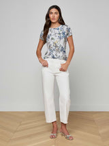 Ressi Fitted Tee - Grey Multi Watercolor Butterfly