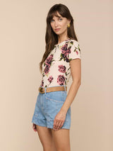 Ressi Fitted Tee - Ecru/Mauve Romantic Rose