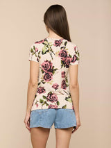 Ressi Fitted Tee - Ecru/Mauve Romantic Rose
