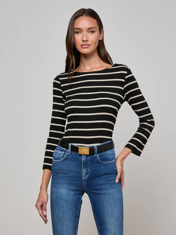 Lucille Striped Boatneck Top