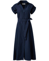 The Fia Belted Dress - Navy