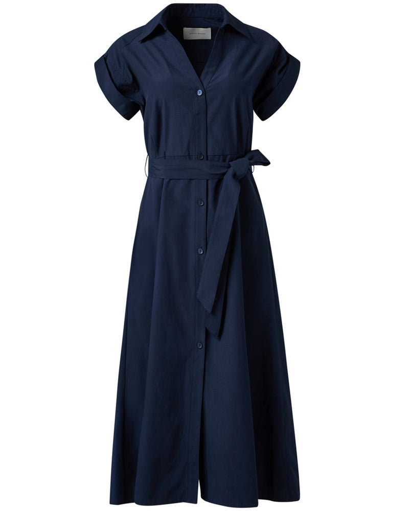 The Fia Belted Dress - Navy