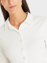 Polo shirt made of cotton rib in plain - White