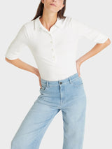 Polo shirt made of cotton rib in plain - White