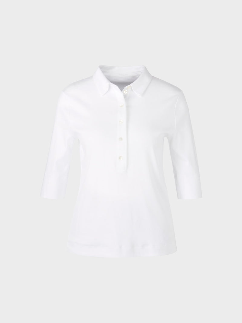 Polo shirt made of cotton rib in plain - White