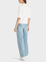 Polo shirt made of cotton rib in plain - White