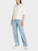 Polo shirt made of cotton rib in plain - White