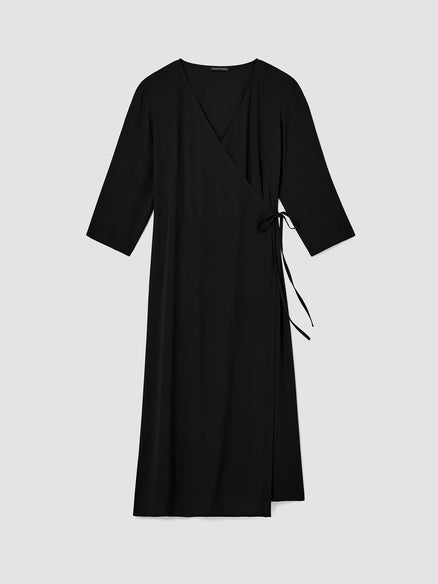 Silk Georgette Crepe Wrap Dress