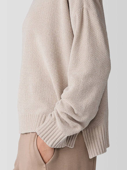 Organic Cotton Chenille Jewel Neck Top