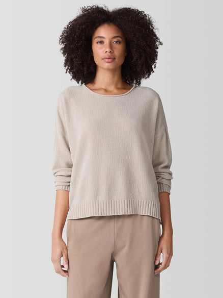 Organic Cotton Chenille Jewel Neck Top