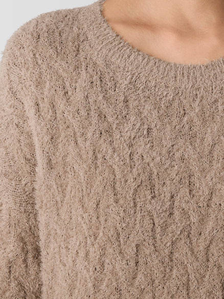Fringed Organic Cotton Crew Neck Top