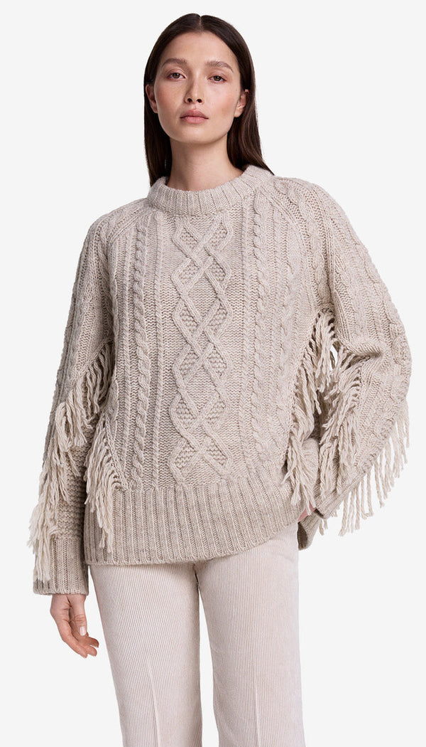 Crewneck Fringe Sweater