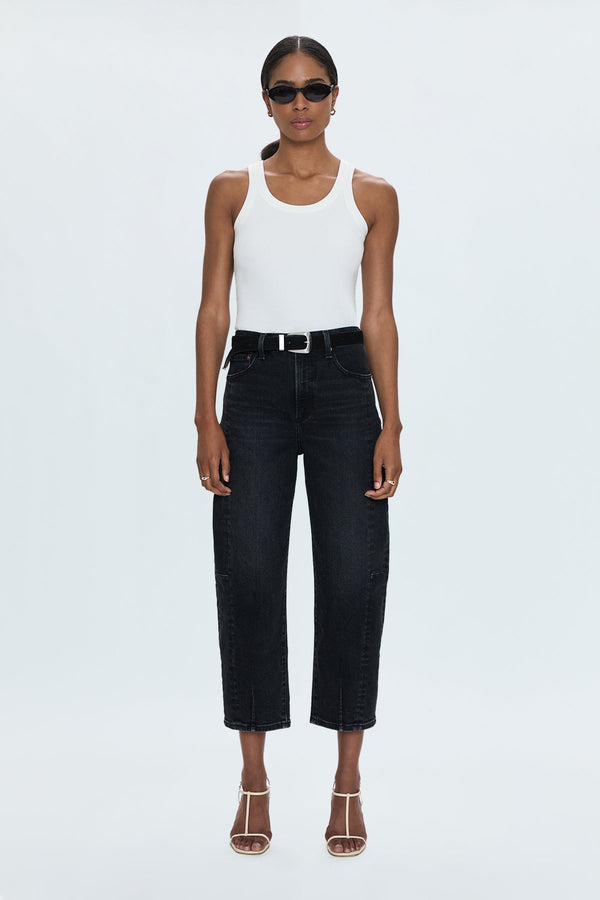 Eli High Rise Barrel Jean - Dark Midnight