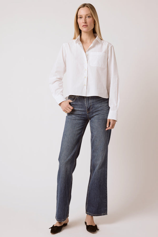 Coco Cropped Shirt - White Poplin