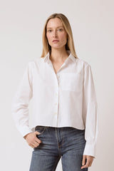 Coco Cropped Shirt - White Poplin