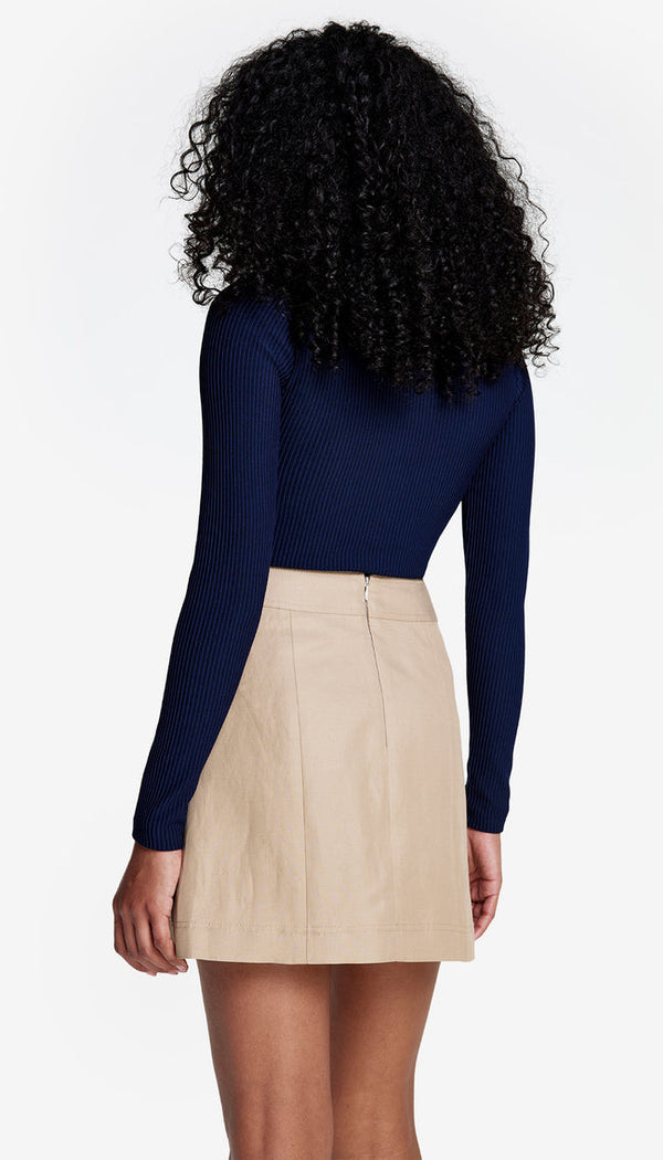 Ruffle Polo Knit Top