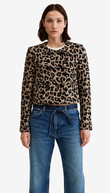 Collarless DB Mini Jacket - Leopard Jacquard