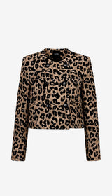 Collarless DB Mini Jacket - Leopard Jacquard