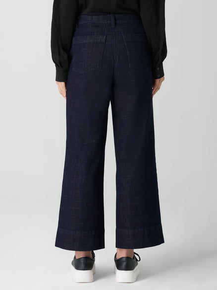 Cotton Stretch Denim Wide-Leg Jean