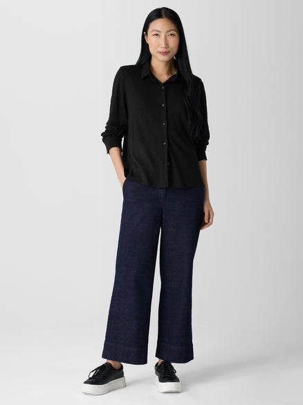 Cotton Stretch Denim Wide-Leg Jean