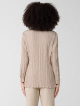 Crinkle Silk Habutai Classic Collar Shirt
