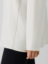 Textured Stretch Rib Round Neck Long-Sleeve Top - Bone