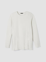 Textured Stretch Rib Round Neck Long-Sleeve Top - Bone