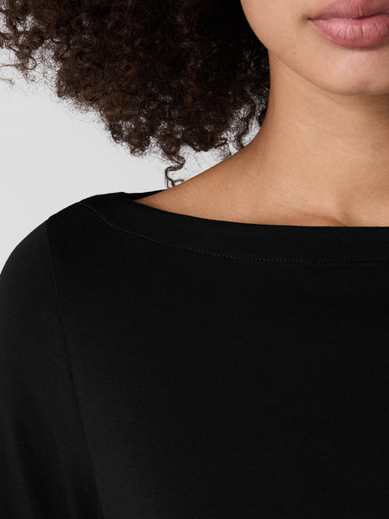 Fine Stretch Jersey Knit Bateau Neck Top