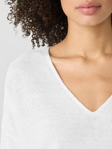 Organic Linen Cotton V-Neck Top - White