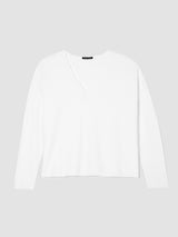 Organic Linen Cotton V-Neck Top - White