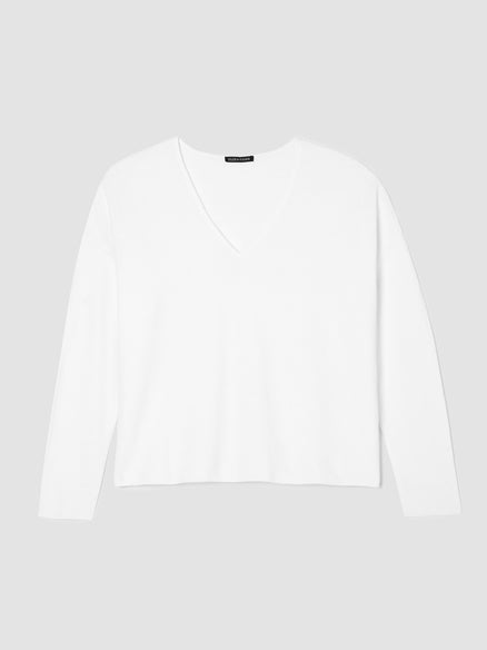 Organic Linen Cotton V-Neck Top - White
