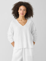 Organic Linen Cotton V-Neck Top - White