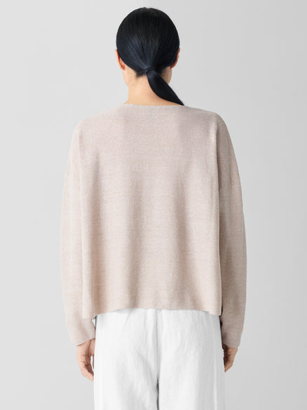 Organic Linen Cotton V-Neck Top - Undyed Natural