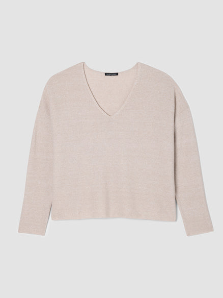 Organic Linen Cotton V-Neck Top - Undyed Natural
