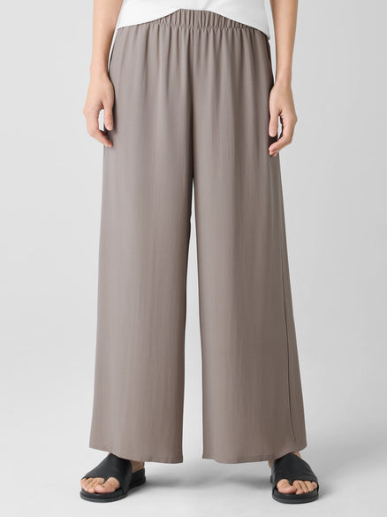 Silk Georgette Crepe Wide-Leg Pant - Cocoa