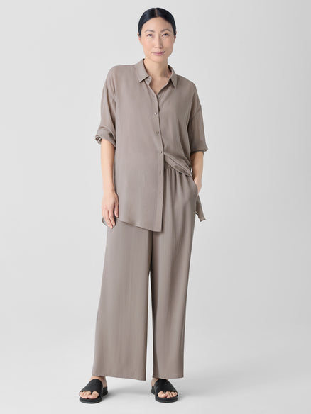 Silk Georgette Crepe Wide-Leg Pant - Cocoa