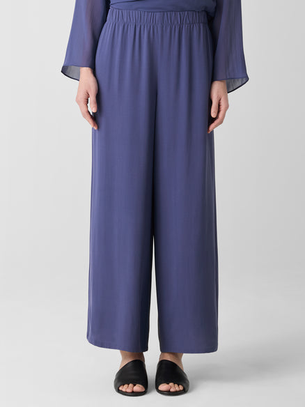 Silk Georgette Crepe Wide-Leg Pant - Bluette