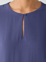 Silk Georgette Crepe Keyhole Top - Bluette